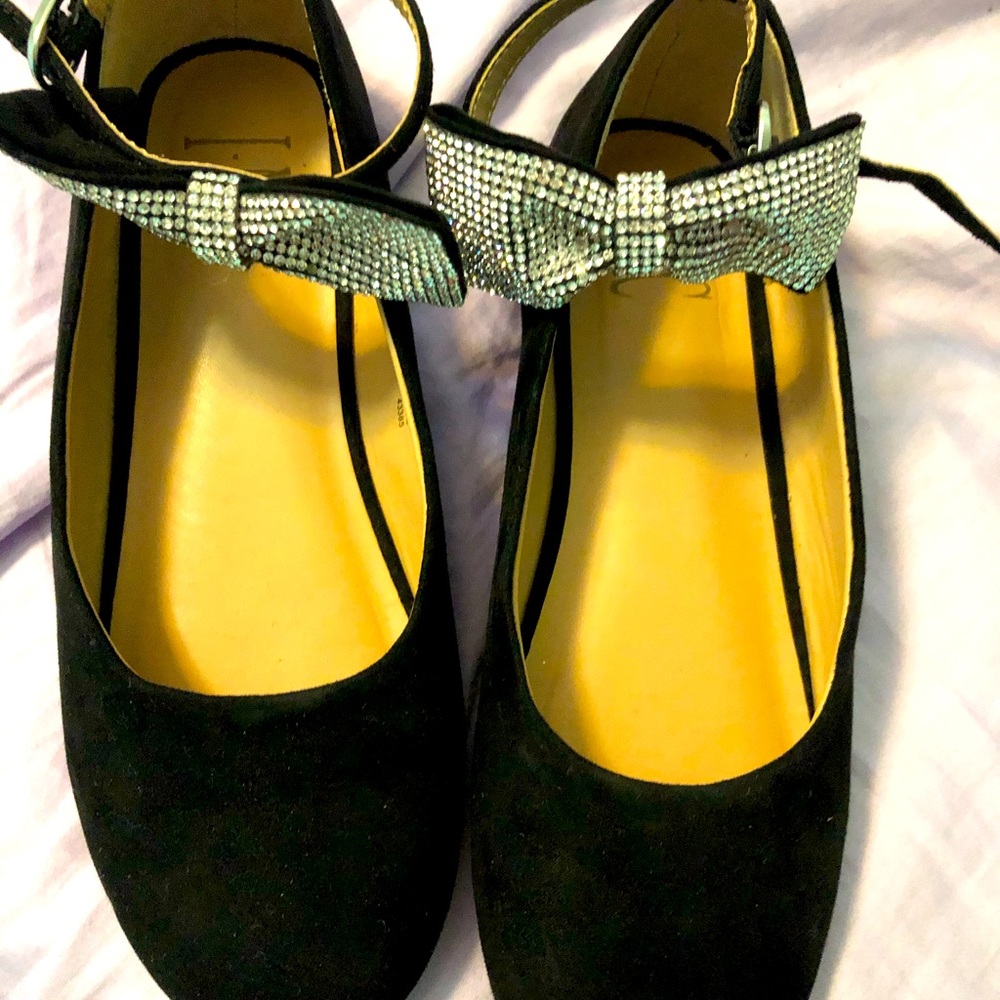 INC girls rhinestone bow dress shoes